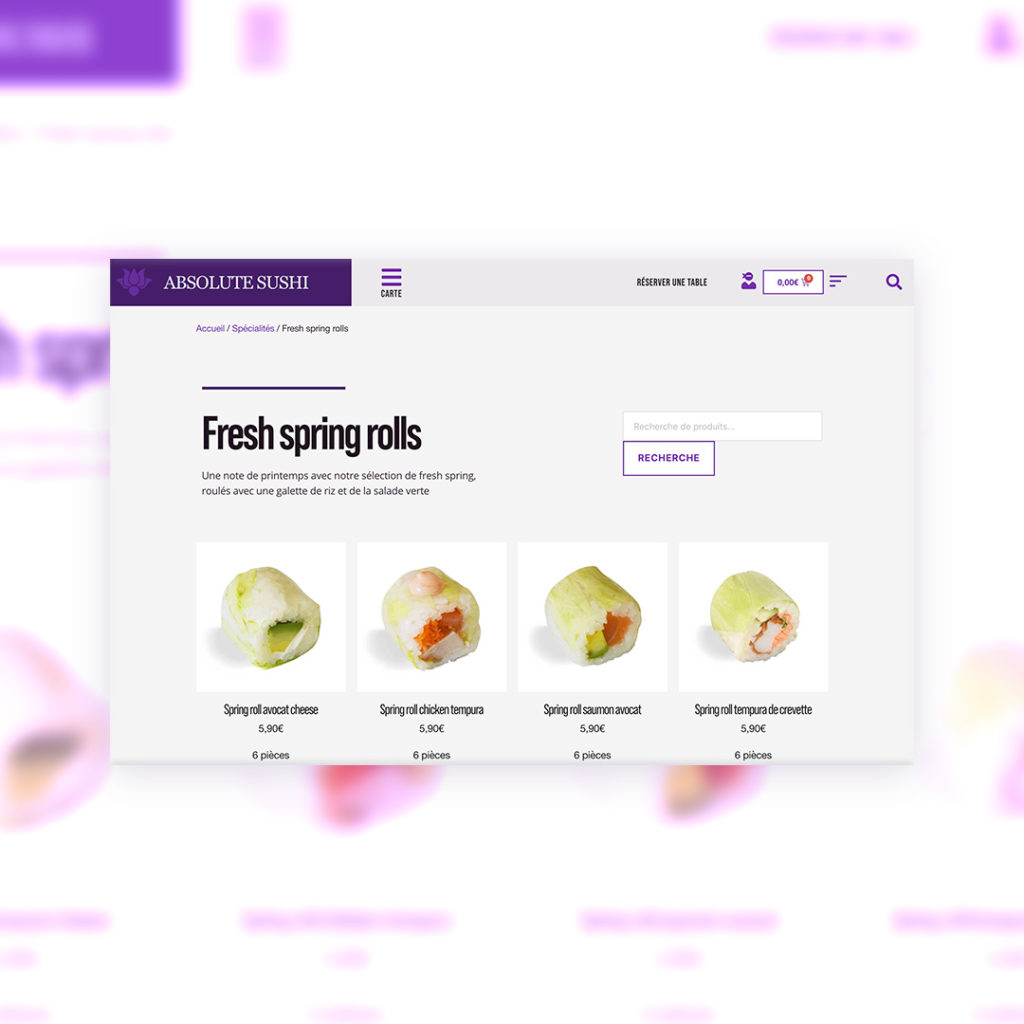 Site internet e-commerce pour Absolute Sushi, restaurant japonais